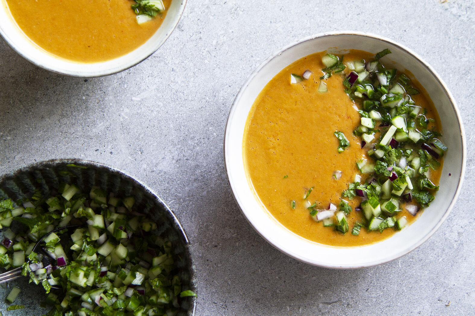 Ultimate refreshing Asian gazpacho with cucumber salsa